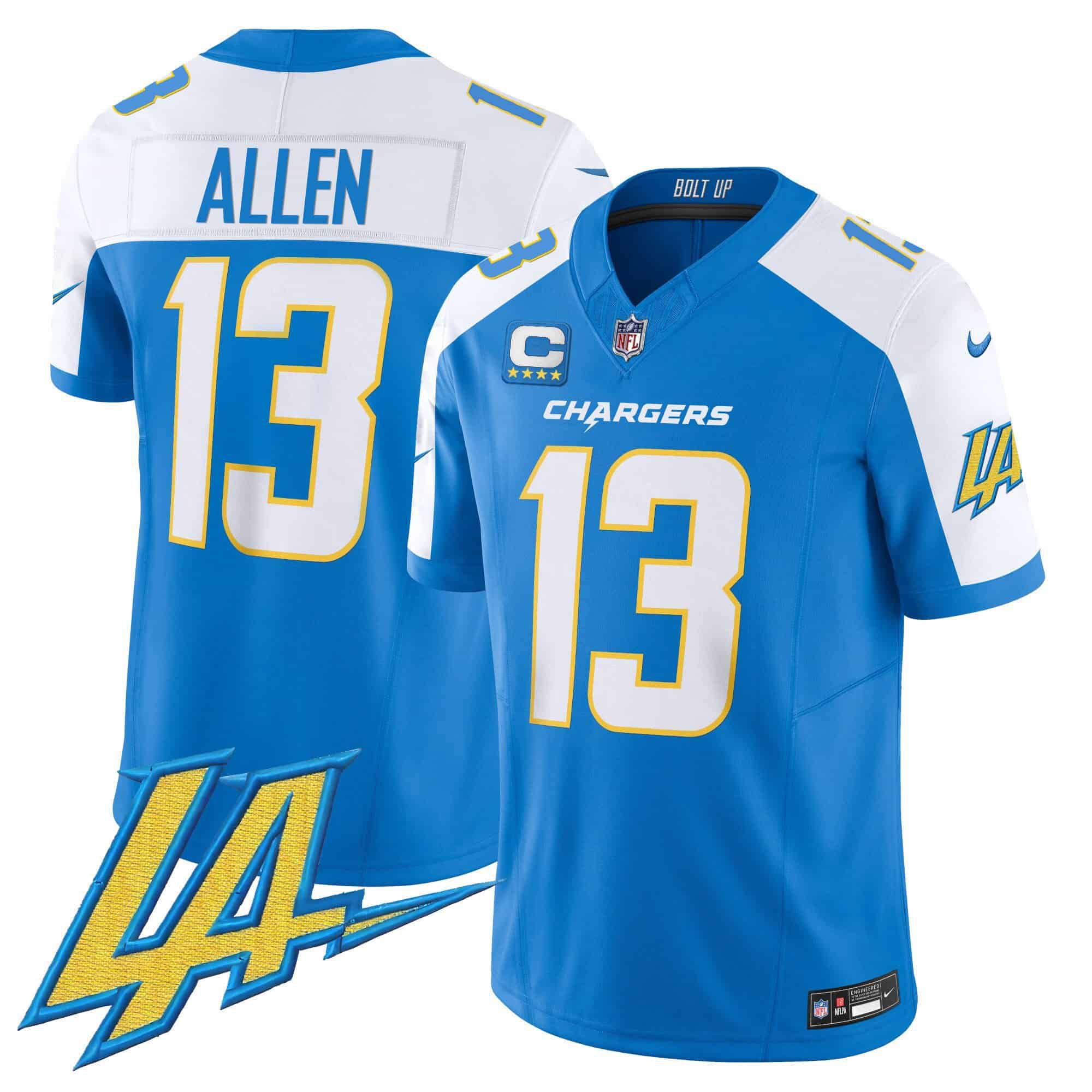 Men Los Angeles Chargers #13 Allen Light Blue 2024 Nike Vapor Limited NFL Jersey